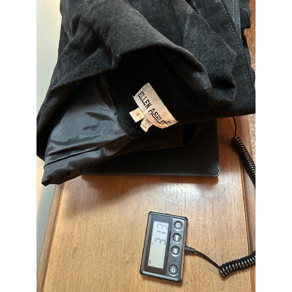 Ellen Ashley Black Vintage Suede Open Front Relaxed Fit Swing Coat Womens Size S - Picture 13 of 13